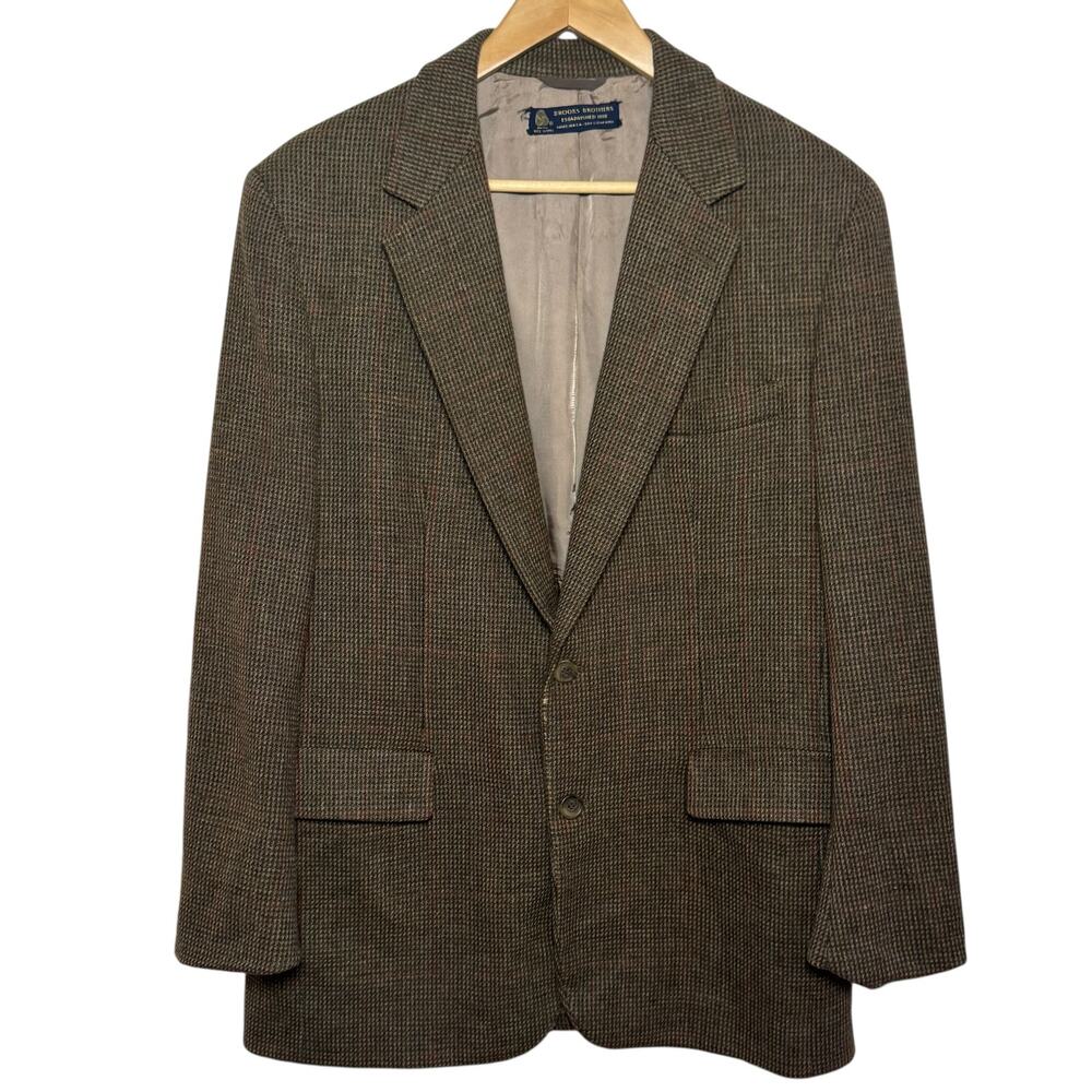Brooks Brothers 100% Pure Wool Made in the USA Elbow Patch 2 Button Blazer
